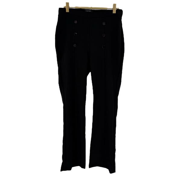VTG Y2K Castro Women S Black Pants w Buttons Mini Flare High Rise Office Siren - Picture 1 of 6